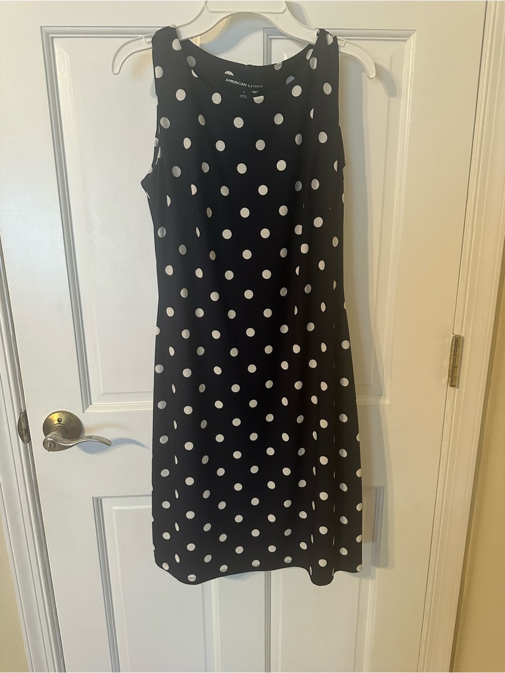 American Living navy Polka Dot Sleeveless Dress